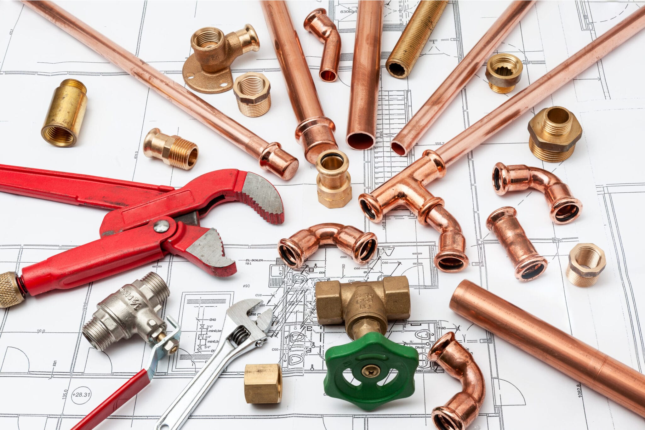 Copper pipe fittings and plumbing parts for Royal Palm Beach, Florida repairs