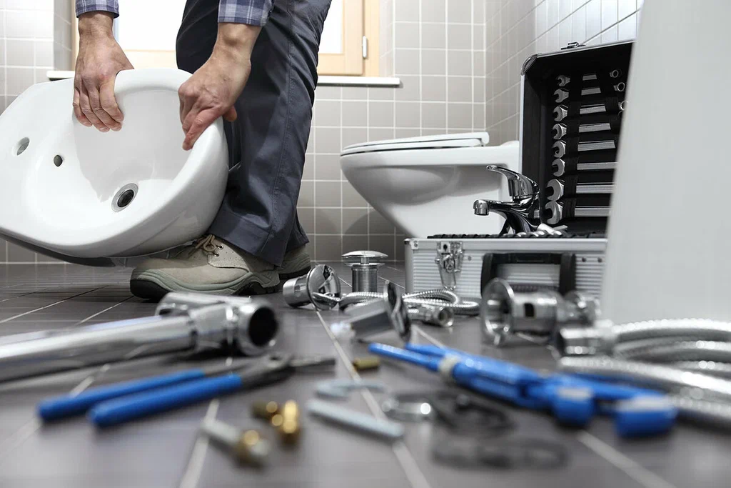 Plumbing tools prepared for a bathroom repair in Royal Palm Beach